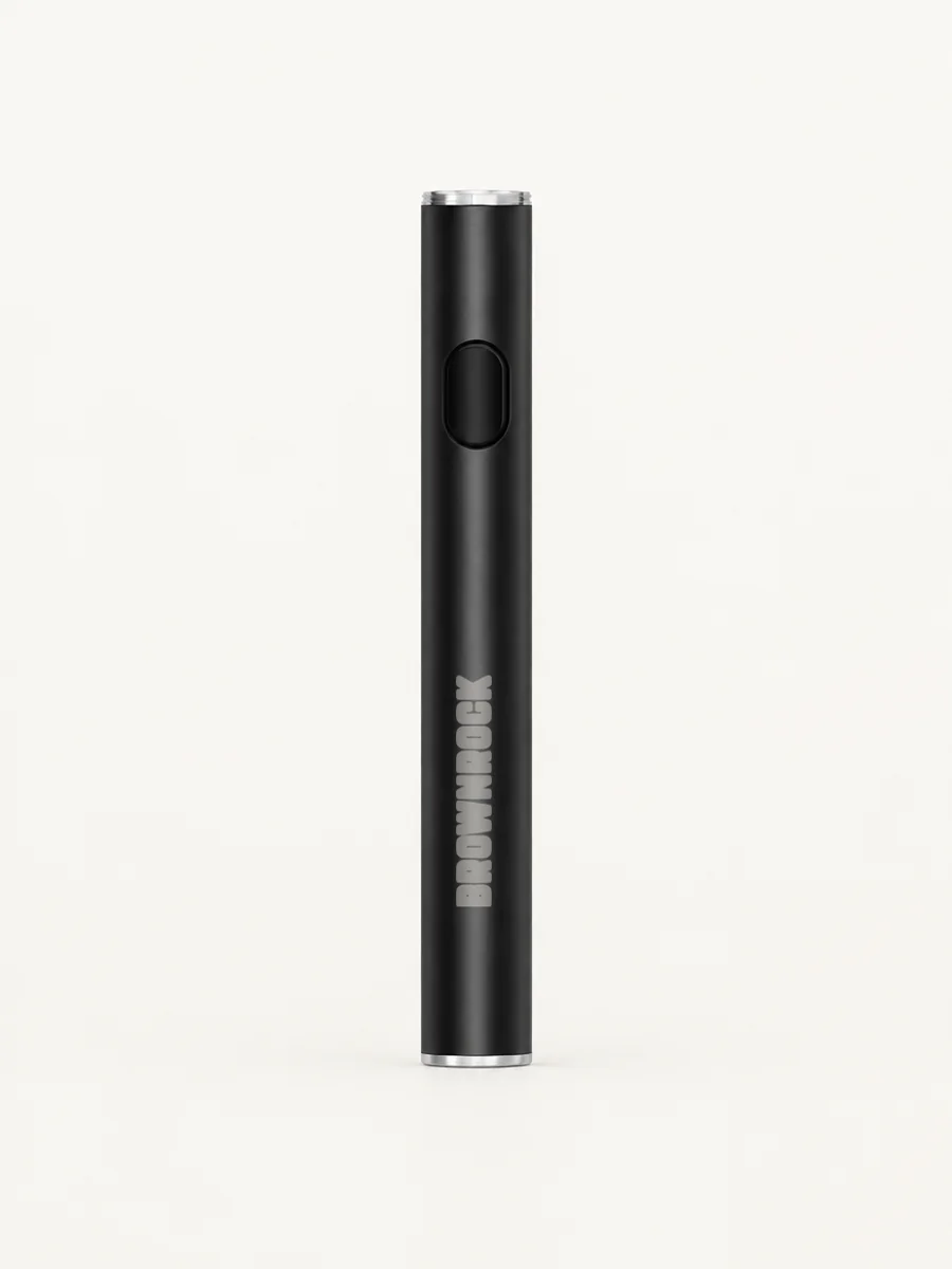 Brownrock Slim 350 mAh 510 battery in matte black with a translucent Brownrock logo