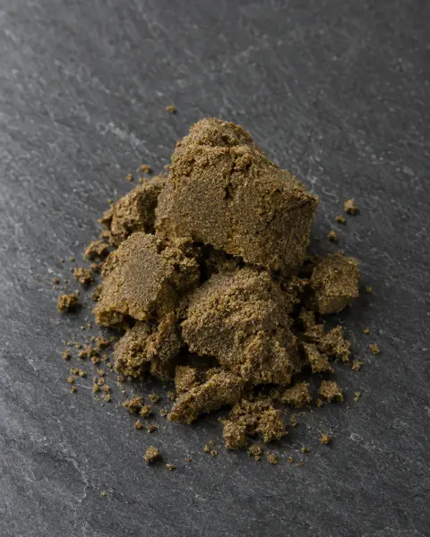 GMO / Garlic Cookies Dry — dry sift, hemp resin on slate