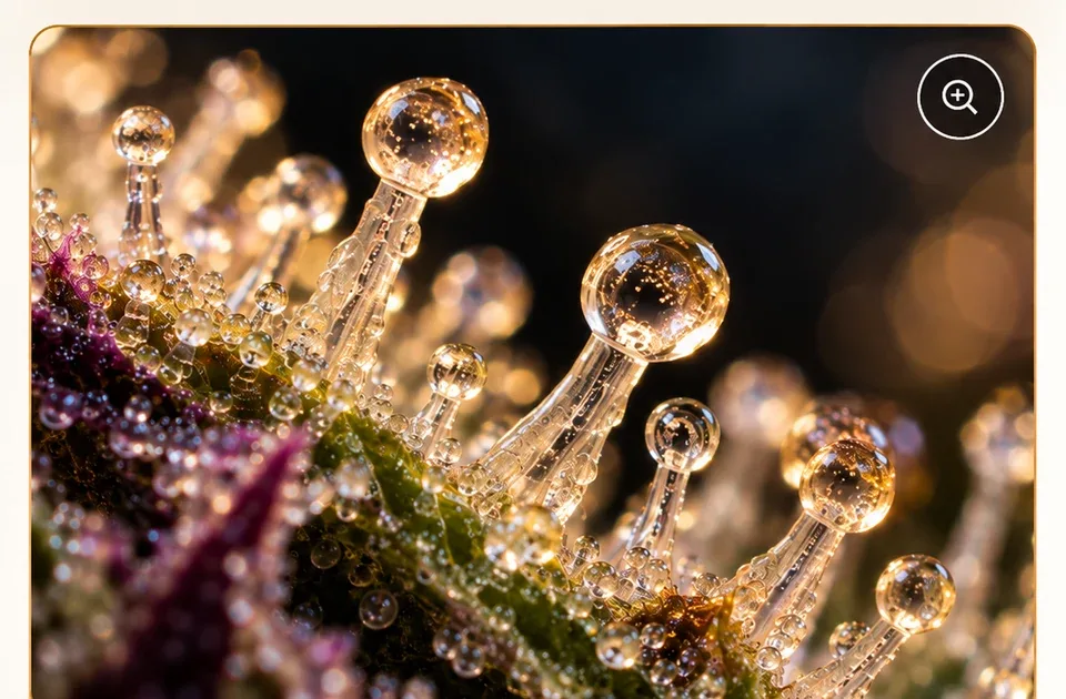 Macro detail of glandular trichomes