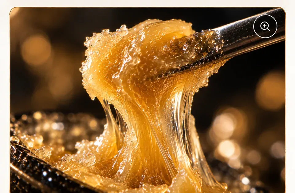 Detail of a glossy, malleable resin texture