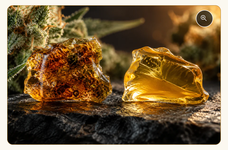 Two contrasting amber resin samples representing spectrum profiles