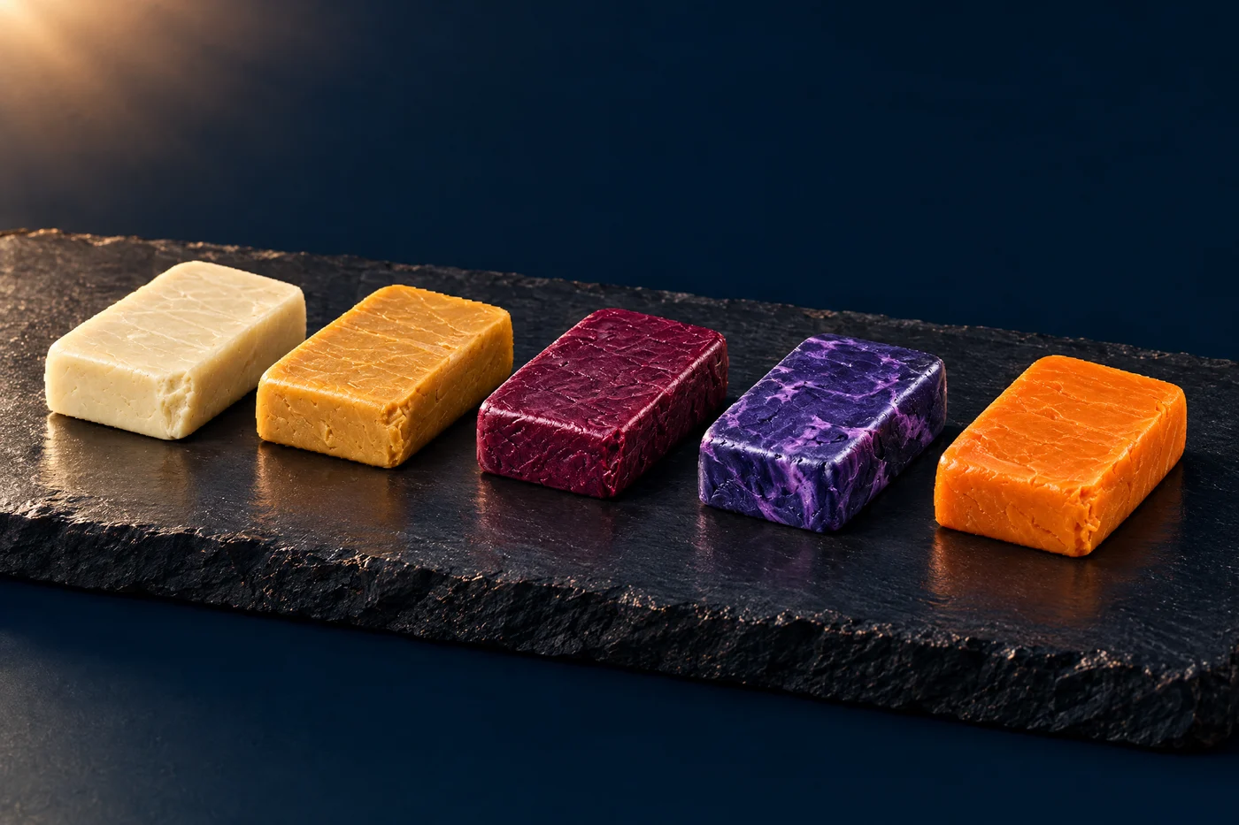 Five Piatella varieties in individual 100 g tablets